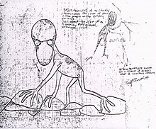 Bill Bartlett's original sketch of the Dover Demon.