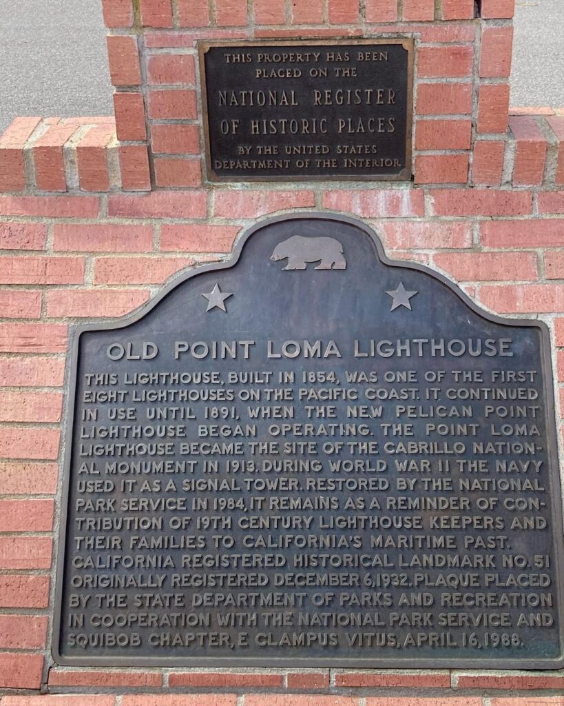 Old Point Loma Lighthouse Marker