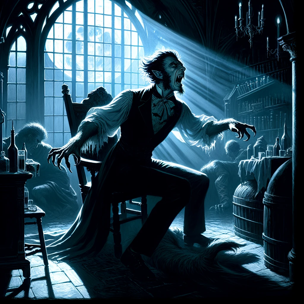 Renfield's transformation under the moonlight, haunted by Dracula's influence